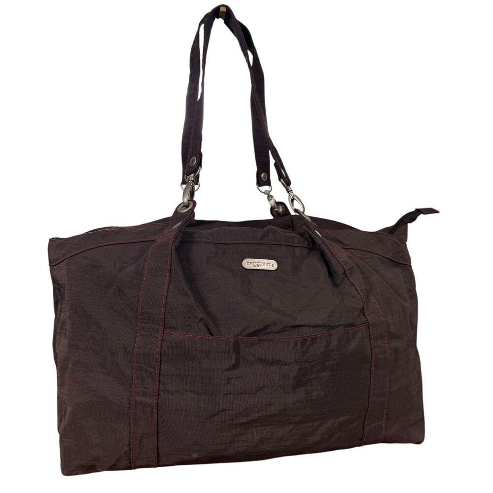 Baggallini Brown Large Nylon Double Handle Shoulder Bag Weekender Purse Tote